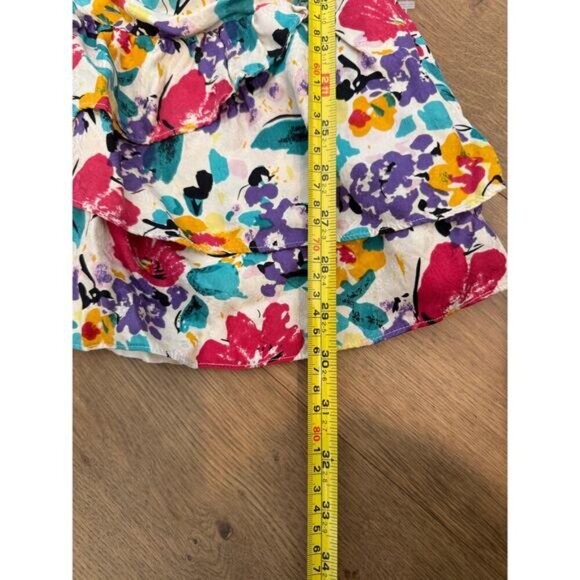 Twelfth Street by Cynthia Vincent Floral Mini Dress Zip Up Ruffle 100% Silk 4 - Picture 8 of 8